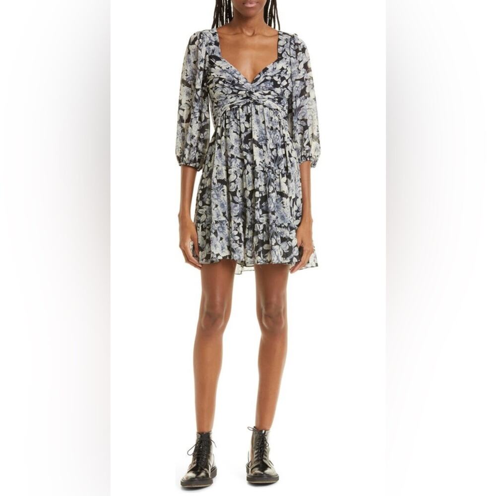 NWT New Cinq à Sept Harlie Floral Print Balloon Sleeve Dress Size 6